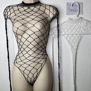 BLACK fishnet bodysuit